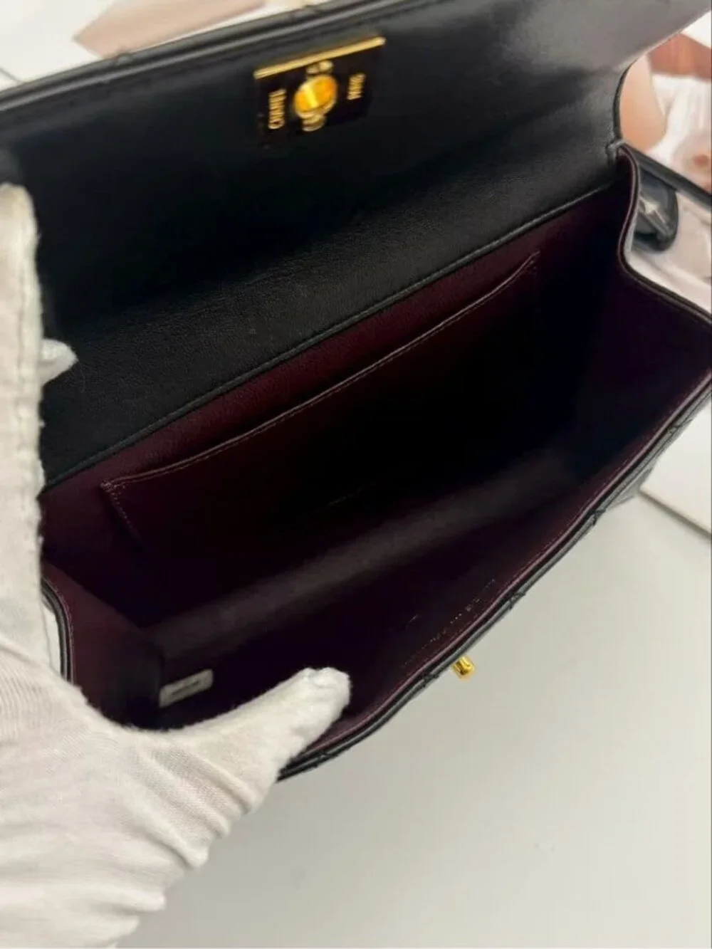 Chanel Quilted 25 Shoulder Bag Black Gold